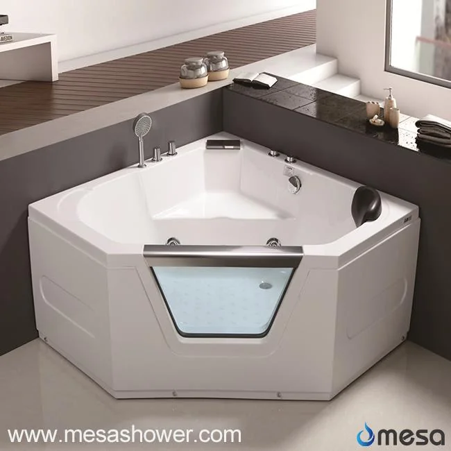 2017 New Corner Diamond Glass Acrylic Whirlpool Jetted Cheap Price Bathroom Bathtub
