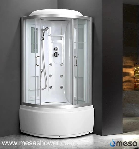 White Acrylic And Tempered Glass Shower Stall With Tub