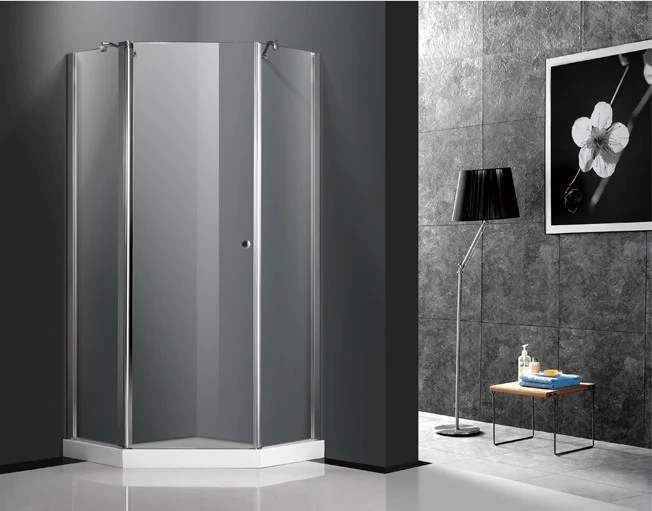 Corner Diamond Frameless Transparent Pivot Swing Bathroom Shower Enclosure