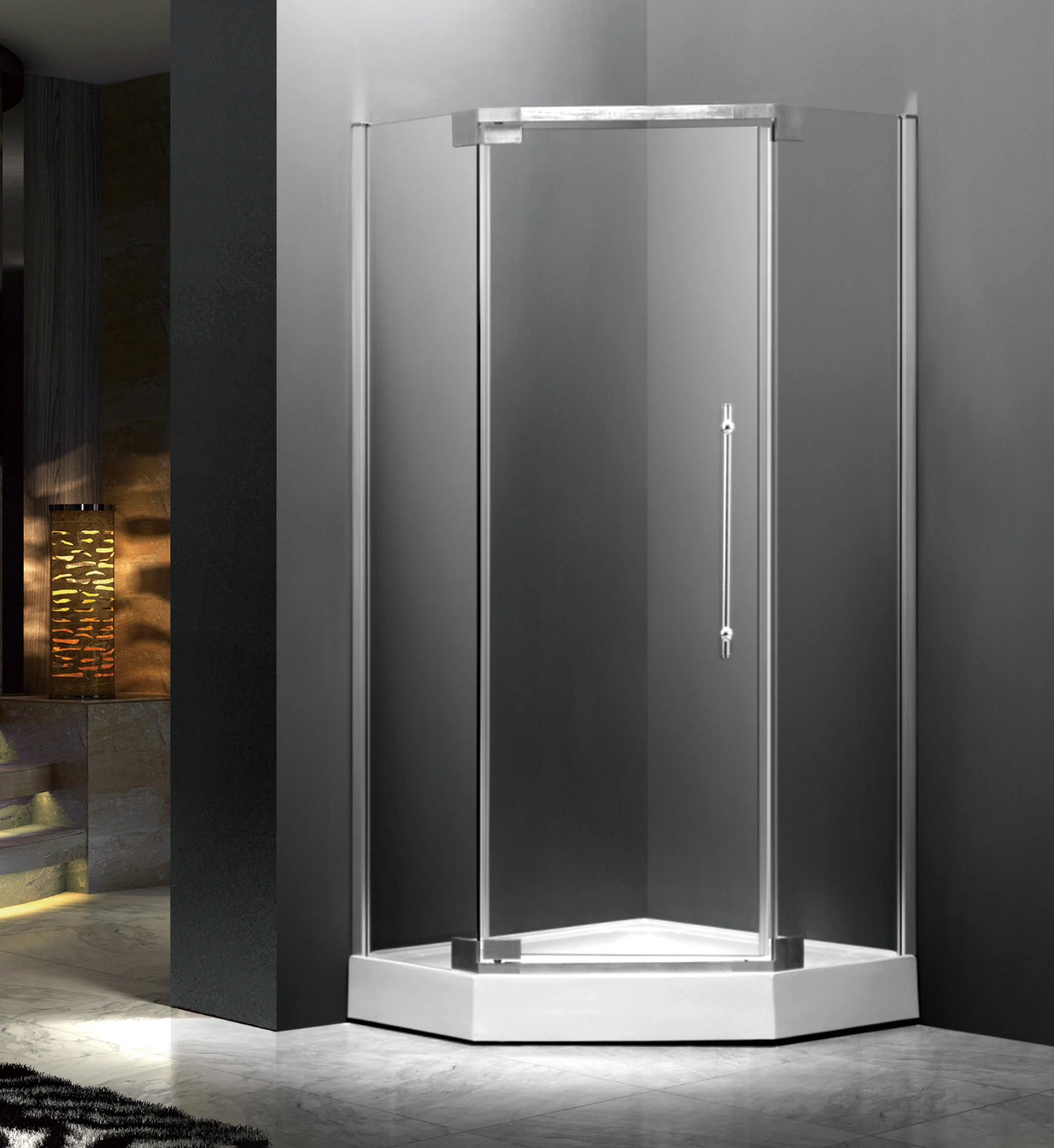 WD-02 Less Framed Simple Design Diamond Shape Bathroom Shower Door For Sale.jpg