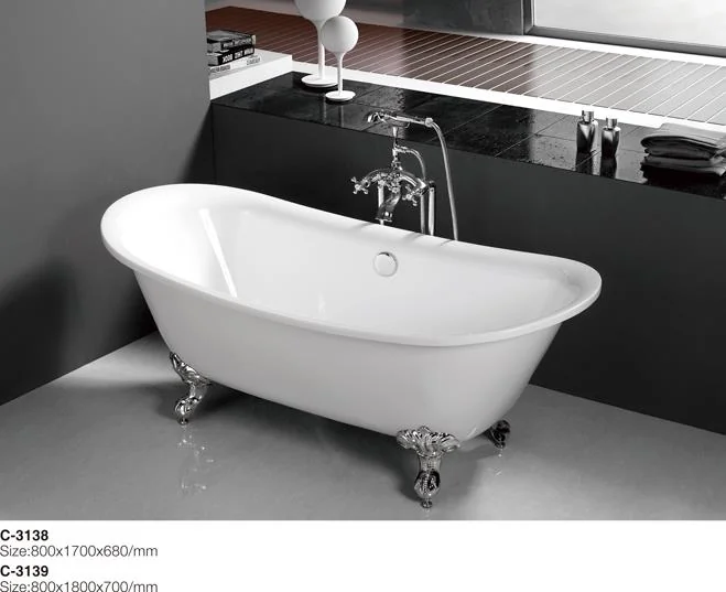 (4) MEC3138-Romantic luxury Double-Ended Slipper Bath Tub With Chrome Clawfoot.jpg