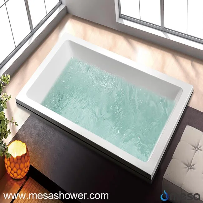 Simplified White Large Acrylic Rectangle Drop-in Bathtub