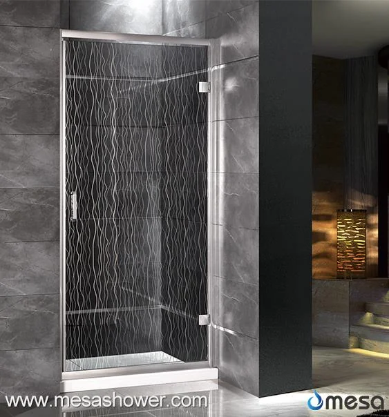 Wall To Wall In Line Shower Door With Pattern Tempered Glass For Alcove
