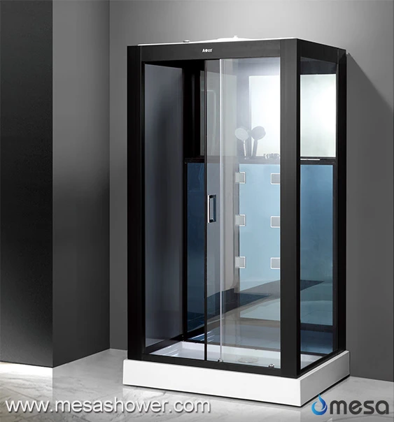 Black Painted Aluminum Frame Shower Room With Plastic Seat