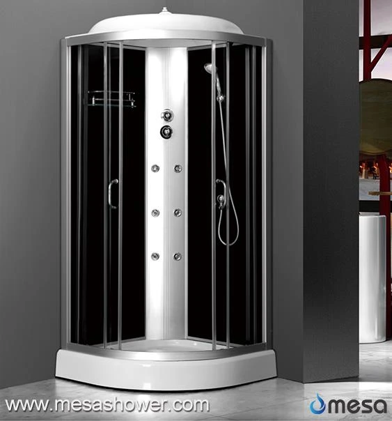 Black Tempered Glass Shower Enclosure With Sliding Door
