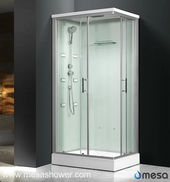 Complete Massage Shower Cubicle Of White Painted Back Glass