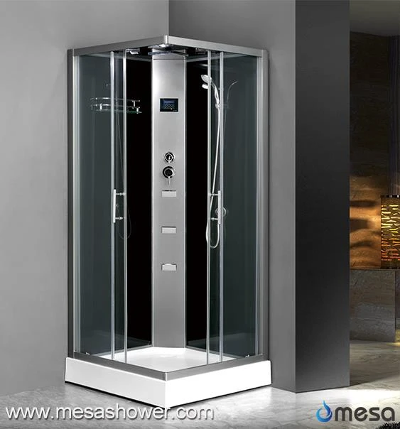 Corner Square Shower Unit With Black Painted Glass