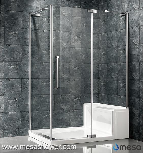Frameless Aluminium Pivot Corner Shower Enclosure For Sale With Seat