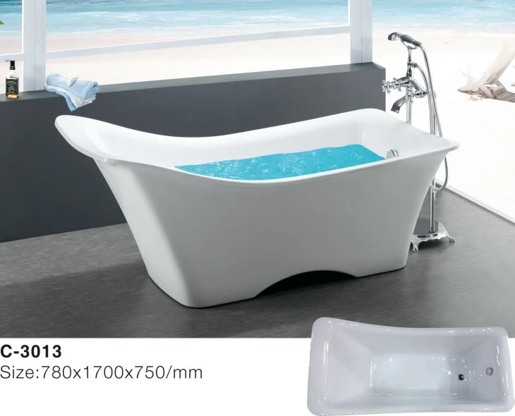 Weiße freistehende Acrylbadewanne in unregelmäßiger Form im europäischen Stil Weiße freistehende Acrylbadewanne in unregelmäßiger Form im europäischen Stil