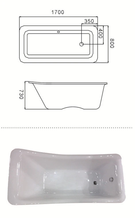 Weiße freistehende Acrylbadewanne in unregelmäßiger Form im europäischen Stil Weiße freistehende Acrylbadewanne in unregelmäßiger Form im europäischen Stil