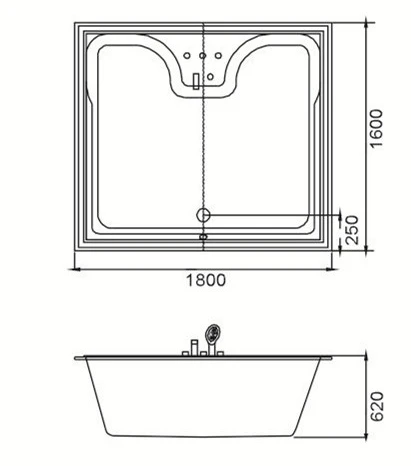 Large Size Solid Surface Acrylic Square Drop-in Hot Tub for Two Persons Large Size Solid Surface Acrylic Square Drop-in Hot Tub for Two Persons