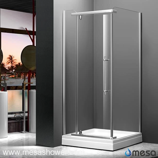 Corner Clear Glass Shower Enclosure with Pivot Door