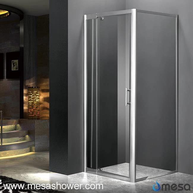 Adjustable Tempered Glass Shower Door with Aluminum Frame