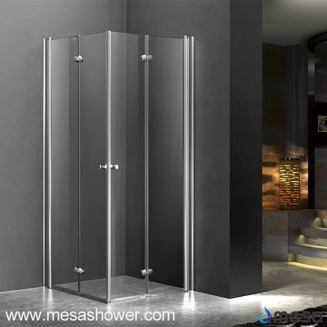 Modern Design Square Shape Frameless Shower Enclosure with 2 Hinged Door