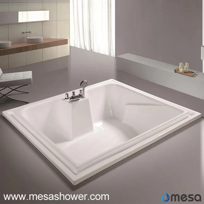 Large Size Solid Surface Acrylic Square Drop-in Hot Tub for Two Persons