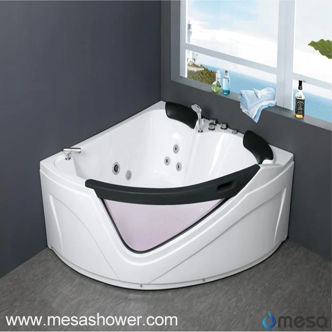 2017 New Design White Black Glass Corner Sector Whirlpool Jetted ABS Bathroom Bathtub with Cheap Price