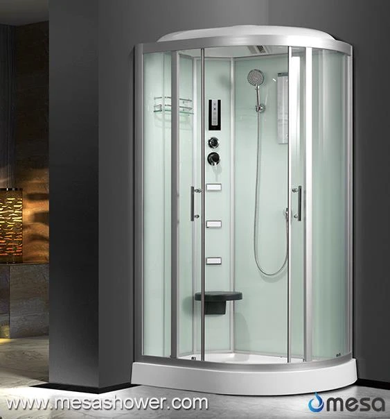 R Shape Corner Glass Shower Cabin With Seat And Massage Jet