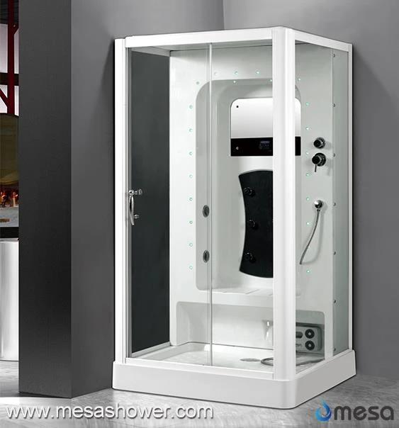 Shower Room With White Painted Aluminum Frame With Seat