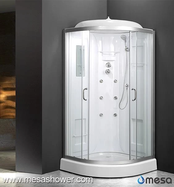 White Acrylic And Tempered Glass Shower Room With Sliding Door