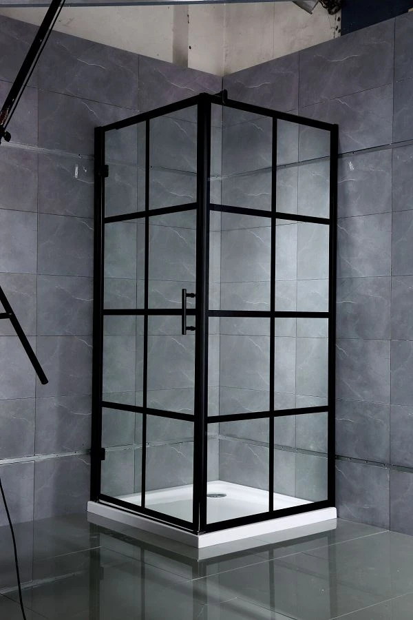 Black Frame Shower Door For Corner