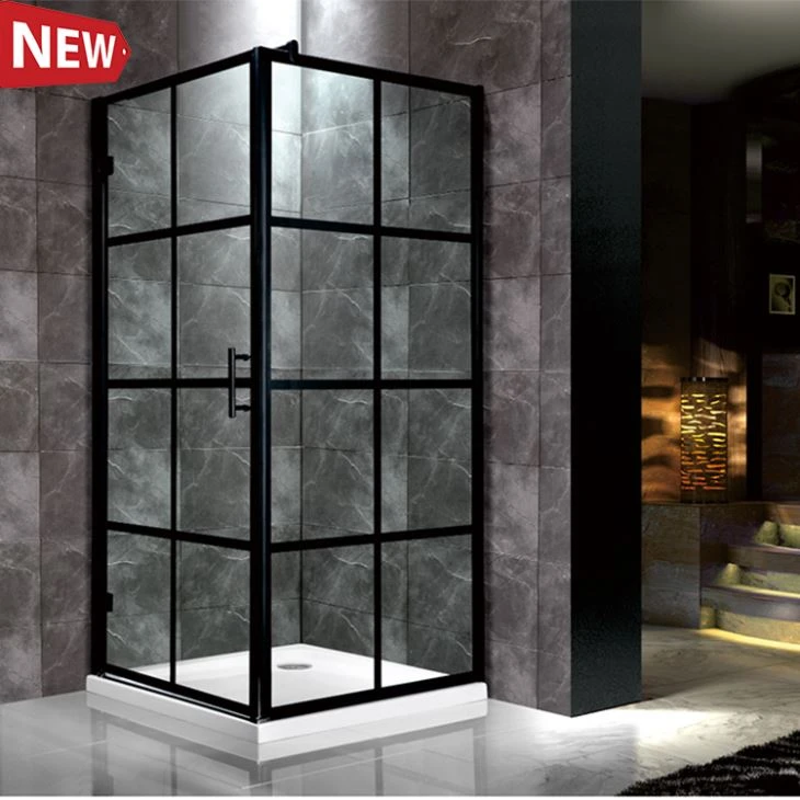 Shower enclosure na may itim na frame