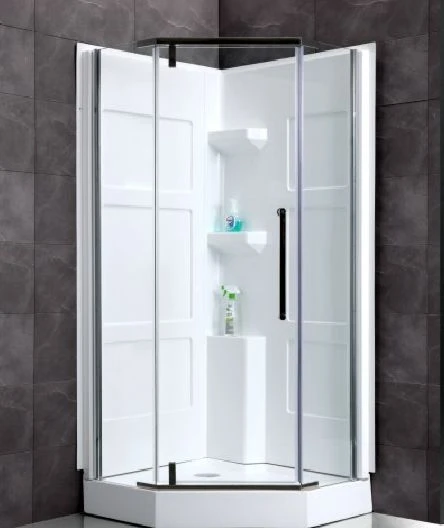 Complete Shower Wall Panels Insert For Corner With Pivot Door
