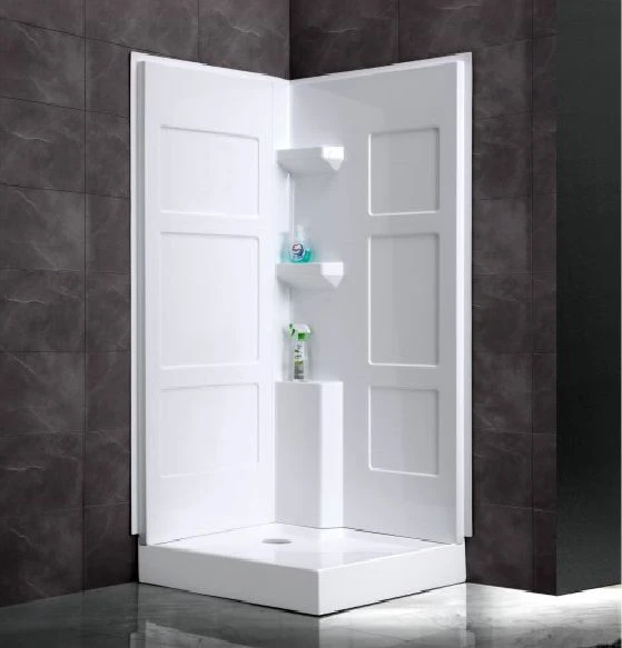Square Corner Shower Back Wall Panels Set