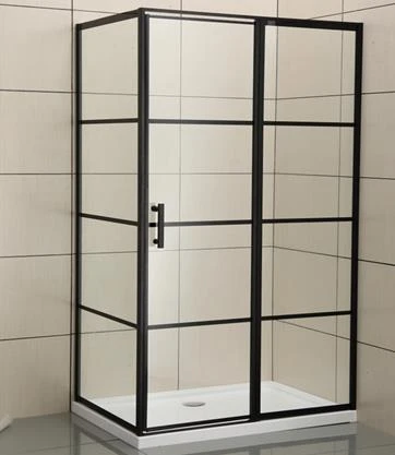 Quadrant na shower enclosure na may itim na frame