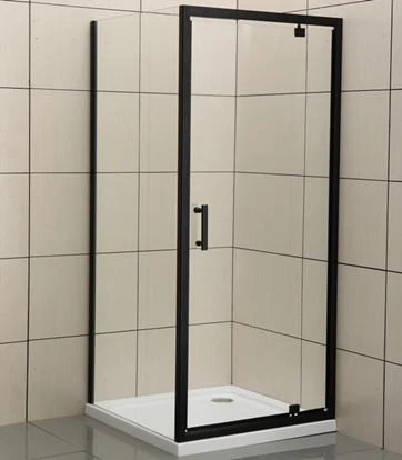 Shower door na may itim na grid