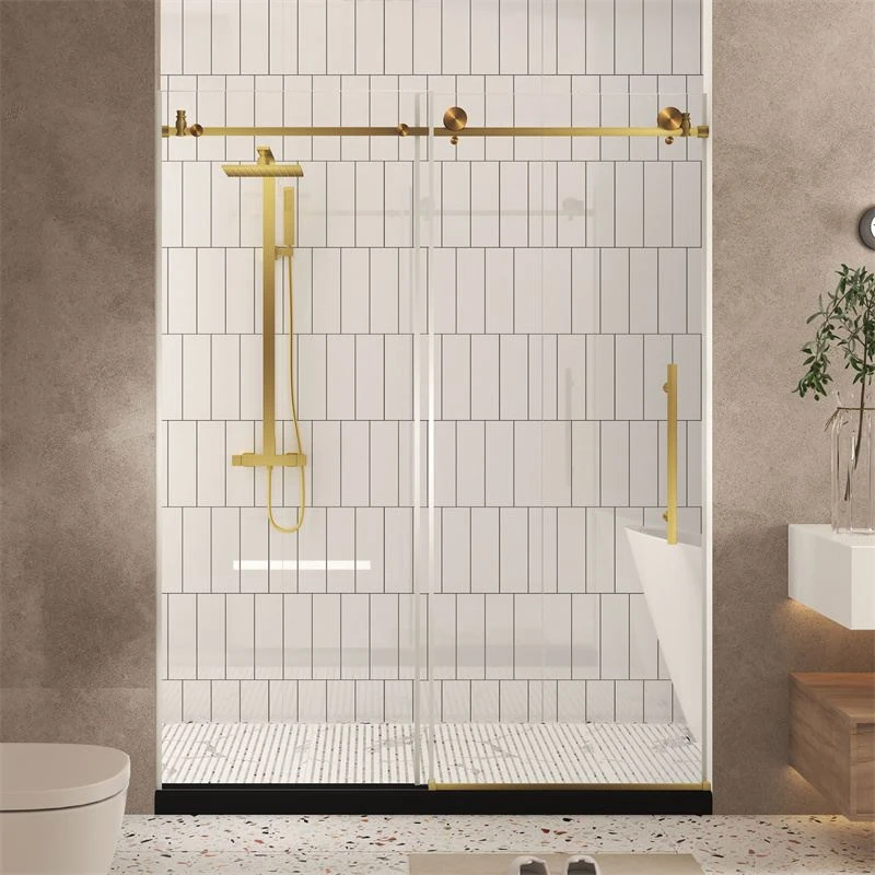Brushed Brass Sliding Shower Door