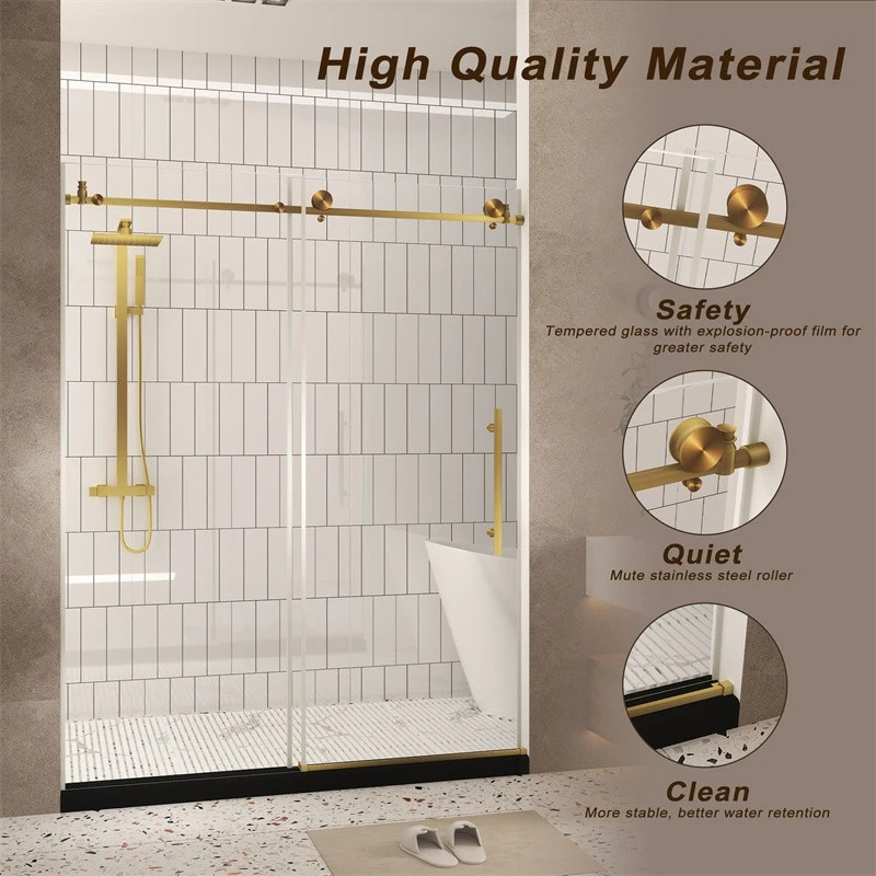 Brushed Brass Sliding Shower Door Brushed Brass Sliding Shower Door