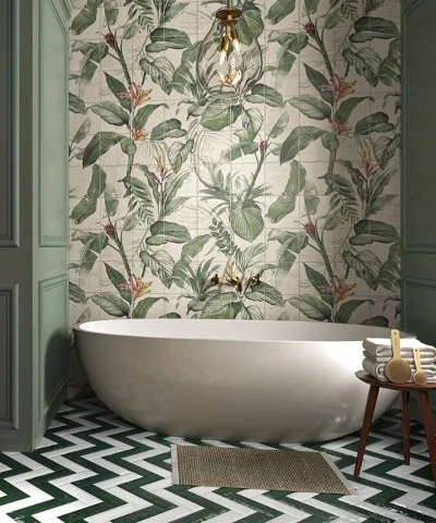 Tiles And Wallpaper Help You Customize Your Bathroom Style