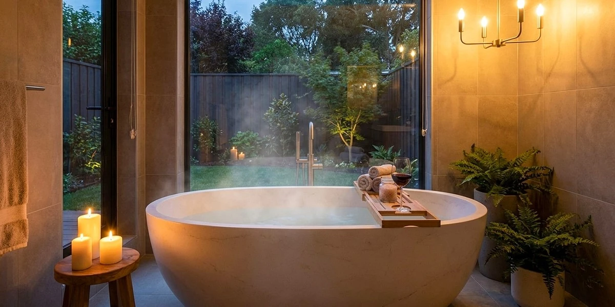 Luxury freestanding acrylic bathtub for master suite
