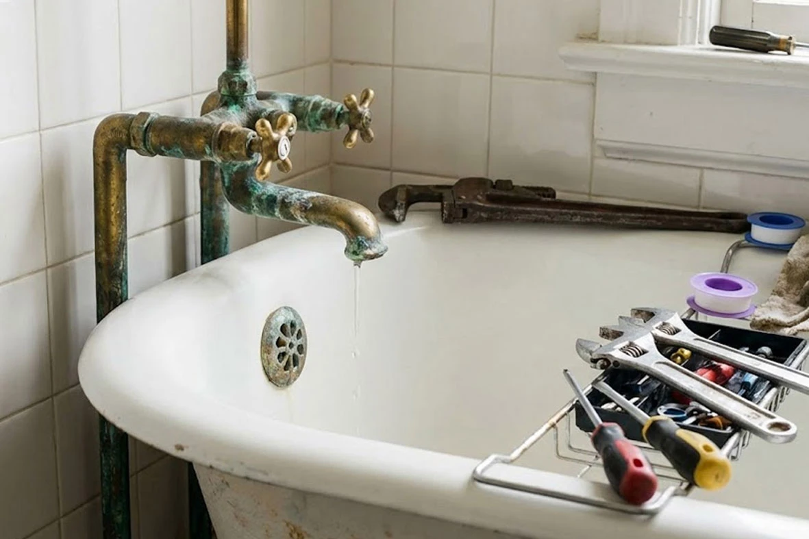 bathtub faucet leaking