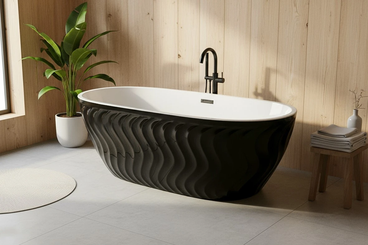 Tagagawa ng itim na bathtub na malayang nakapuwesto