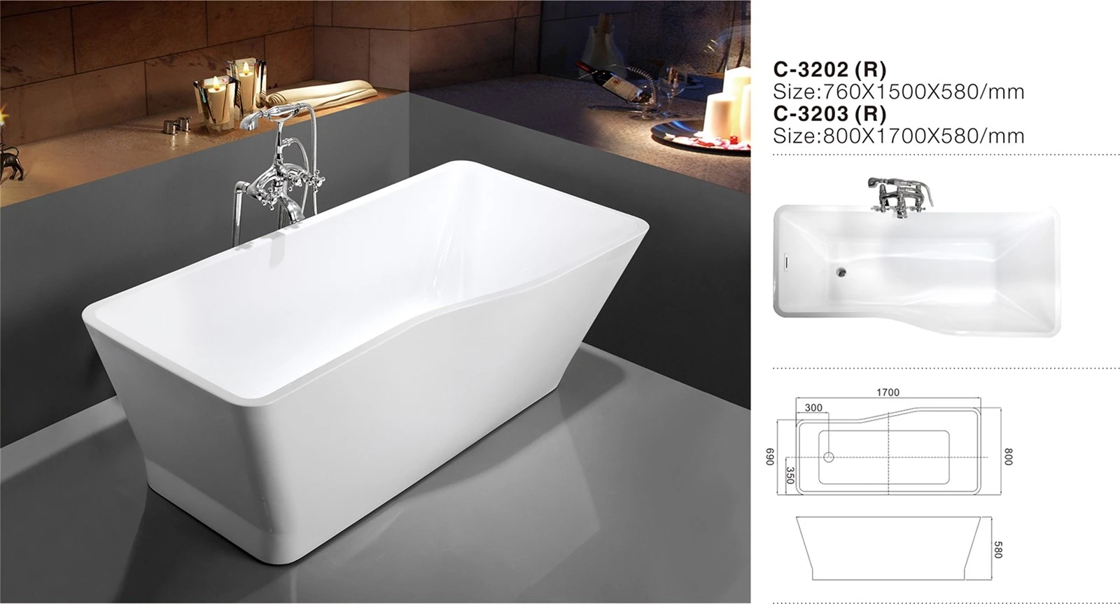Mga bathtub na nakatayong mag-isa na pasadya