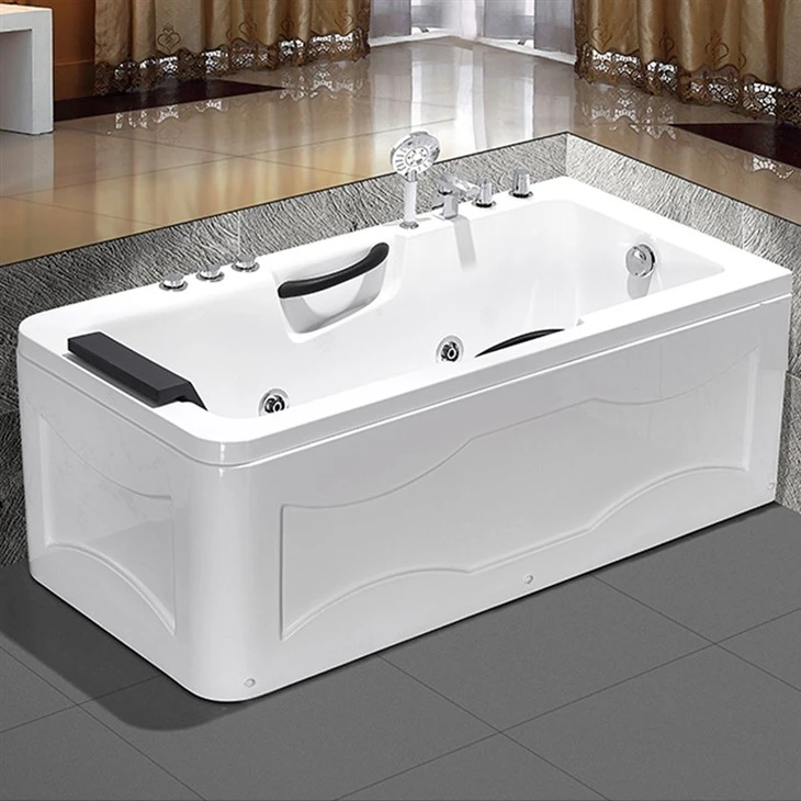 Rectangular Whirlpool Massage Acrylic Bathtub